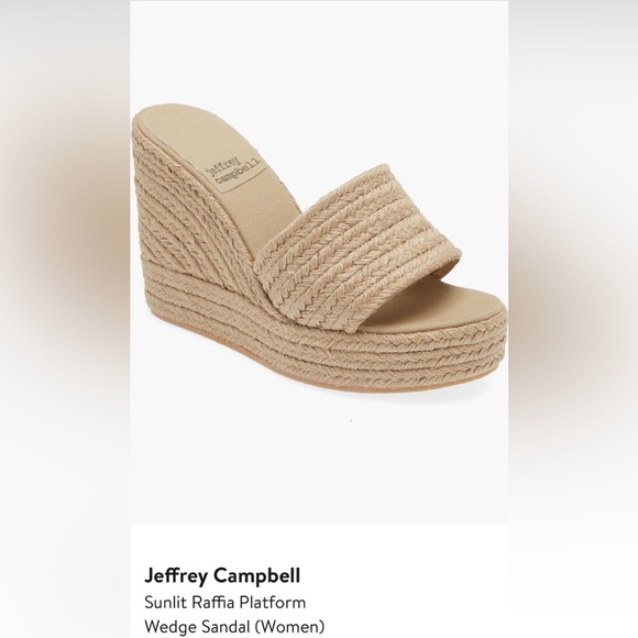 Jeffrey Campbell Sunlit Natural Raffia Wedge Platform Sandal, NWT Sz 37 - Picture 6 of 7